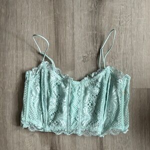 Free People Mint Lace Crop Top